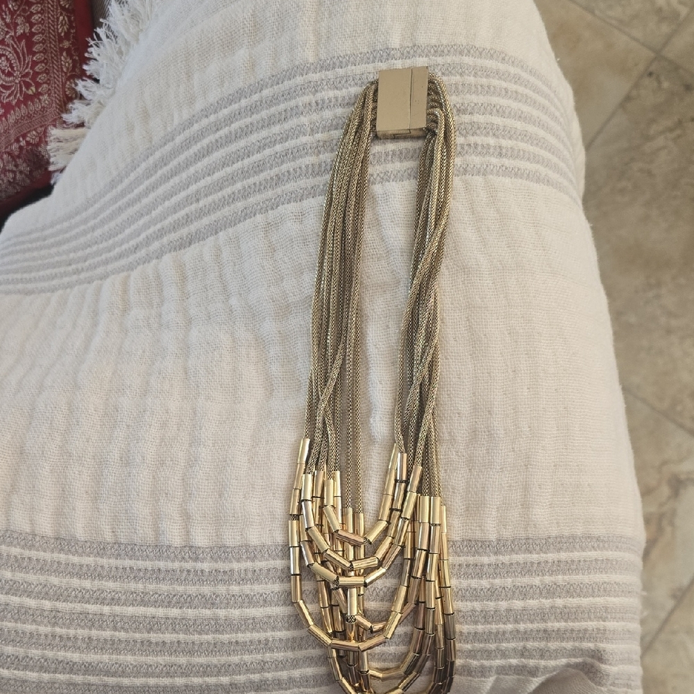 Gold Multi-Strand Beaded Statement Necklace